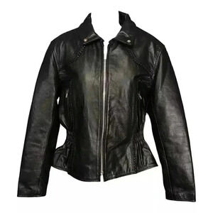 Vtg East West Imports Moto Jacket - Women Large Biker Leather Coat - Retro Style